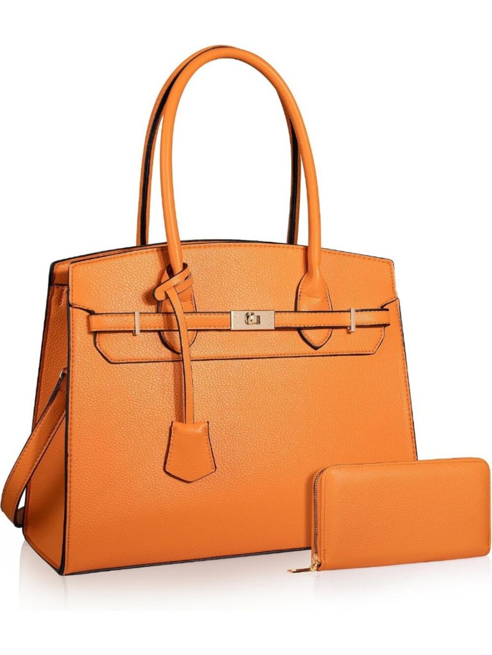 Stylish Women's Satchel Handbag with Adjustable Strap & Matching Wallet